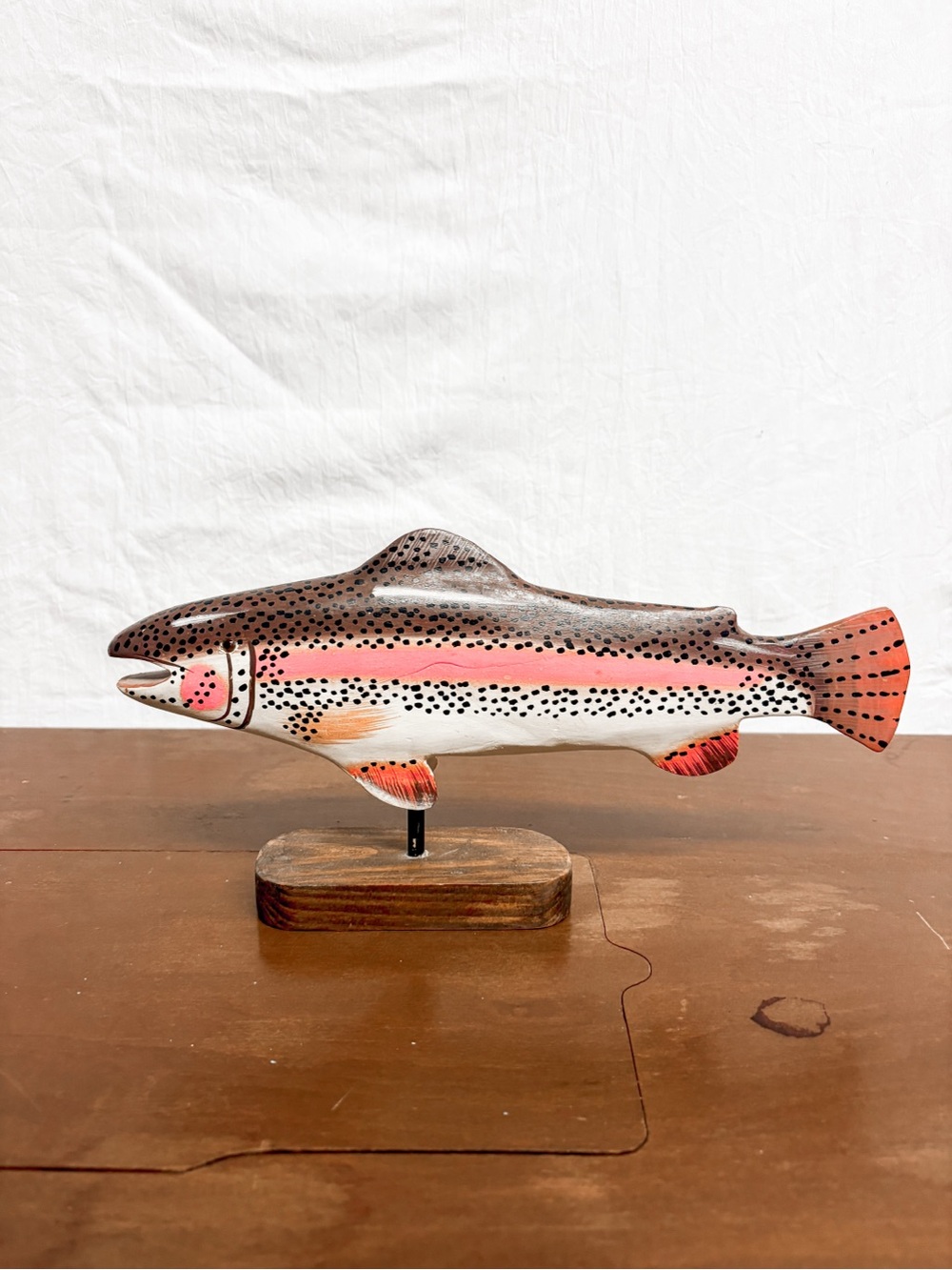 Vintage Handcarved & Painted Trout Sculpture